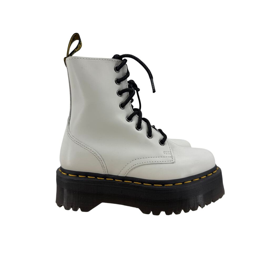 Dr. Martens JADON Platform Leather Boots Womens Size 5 EU 36 Smooth White Combat